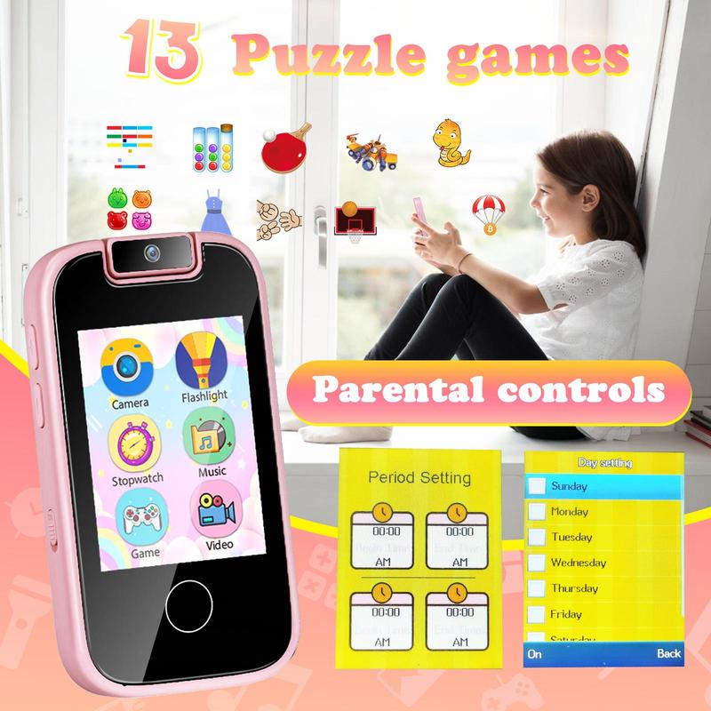 Smart Phone Toy, 1 Box Touch Screen Rechargeable Phone Toy with Lanyard, Educational Toy for Boys & Girls, Birthday Gift for Kids