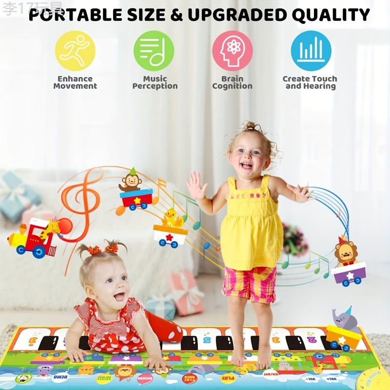 10 Songs & 8 Animal Sounds Musical Piano Mat for Kids, Floor Dance Toy with 5 Modes, Children's Keyboard Blanket Music Touch Game Mat