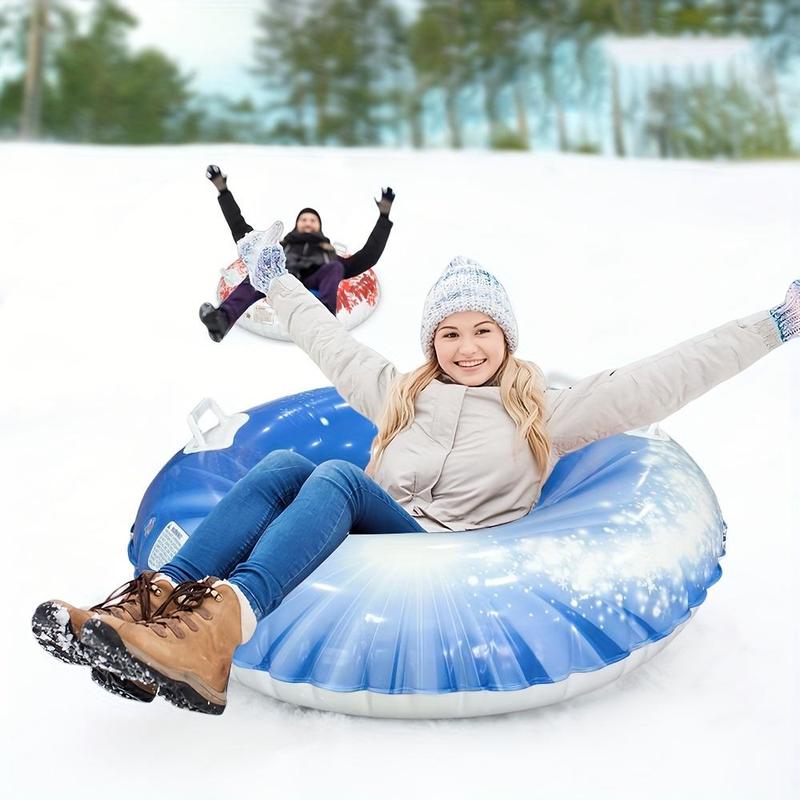 Inflatable Circle Snow Sled, 1 Count Durable Snow Tube with Anti-leakage Nozzle & Handle, Outdoor Winter Sled Sports Supplies, Christmas Gift