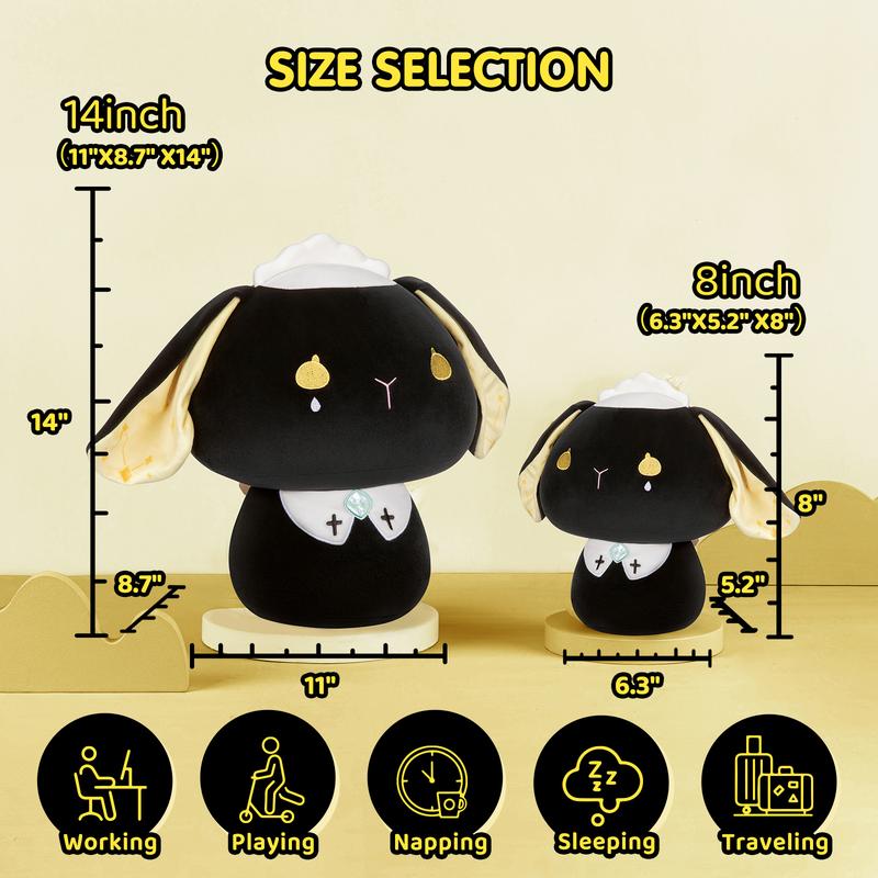 MeWaii  Mushroom Plush, Goth Bunny Plush Soft Plushies Squishy Plush, Cute Goth Bunny Stuffed Animals Plush Toys Birthday Gifts Halloween Christmas Gift for Girls Boys