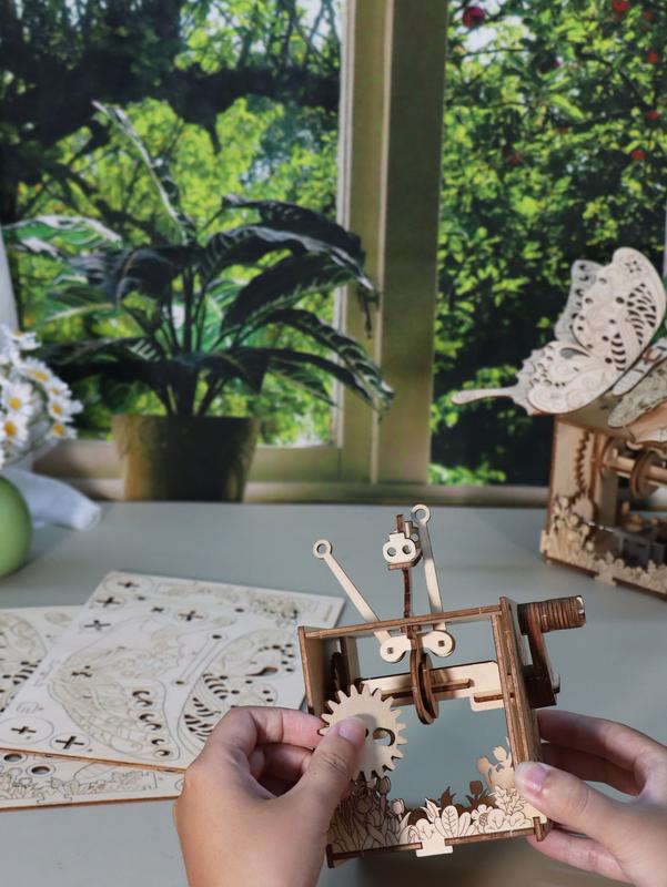 3d Wooden Puzzle Hand Butterfly Music Box You Are My Sunshine Handmade Assembly Model Kit Holidays Brthdays Christmas Gifts