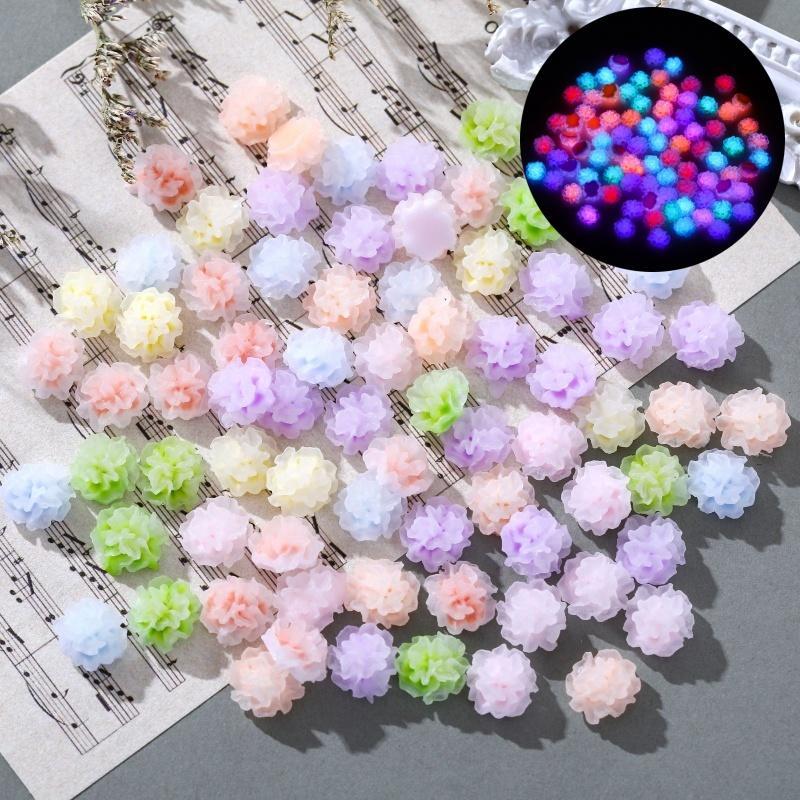 Mini Simulation Ornament, 50pcs 100pcs Random Colorful Resin Luminous Flowers, DIY Handmade Jewelry Nail Art Decoration, Micro Landscape Fish & Aquatic Supplies