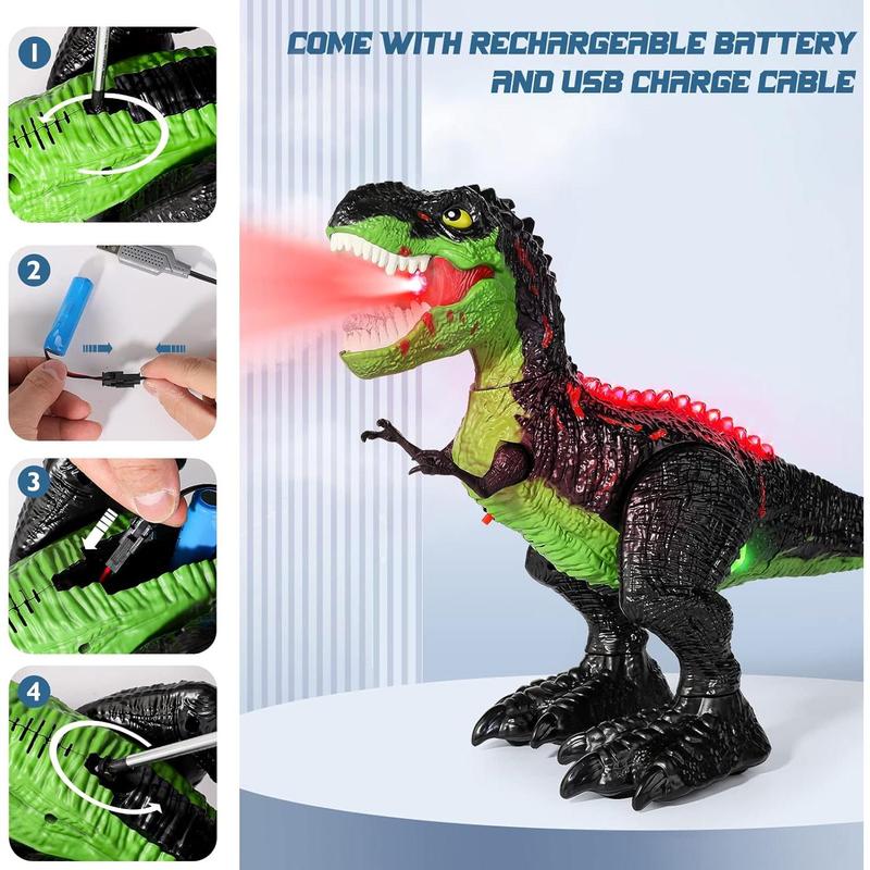 Remote Control Dinosaur for Kids, Large T-Rex Dinosaur Toys for Boys 3 4 5 6 7 8 Year Old, Realistic Walking Dinosaur Toy with Light, Roar & Spray, Birthday Gift for Boys Girls 3+