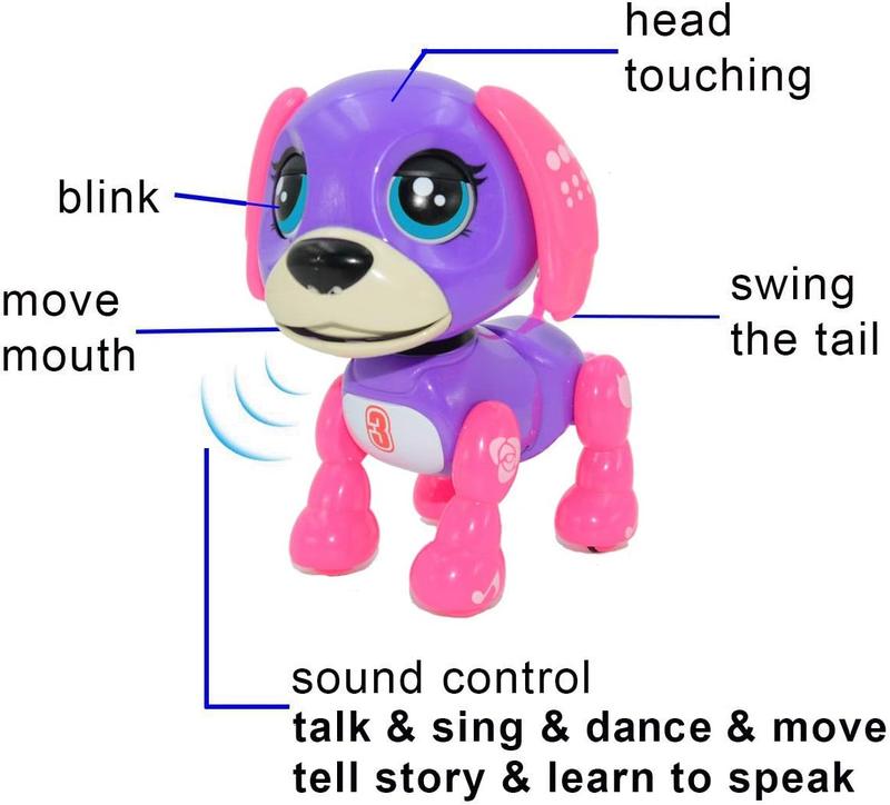 Interactive Puppy - Smart Pet, Electronic Robot Dog Toys for Age 3 4 5 6 7 8 Year Old Girls, Gift Idea for Kids  Voice ControlIntelligent Talking (Dark Purple)