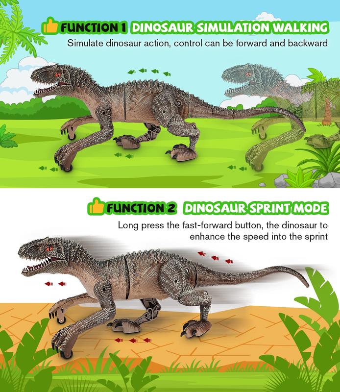 RC Dinosaur Toy for Kids - Build a large walking Velociraptor dinosaur with lights and sounds, a great birthday gift for boys and girls ages 3-12