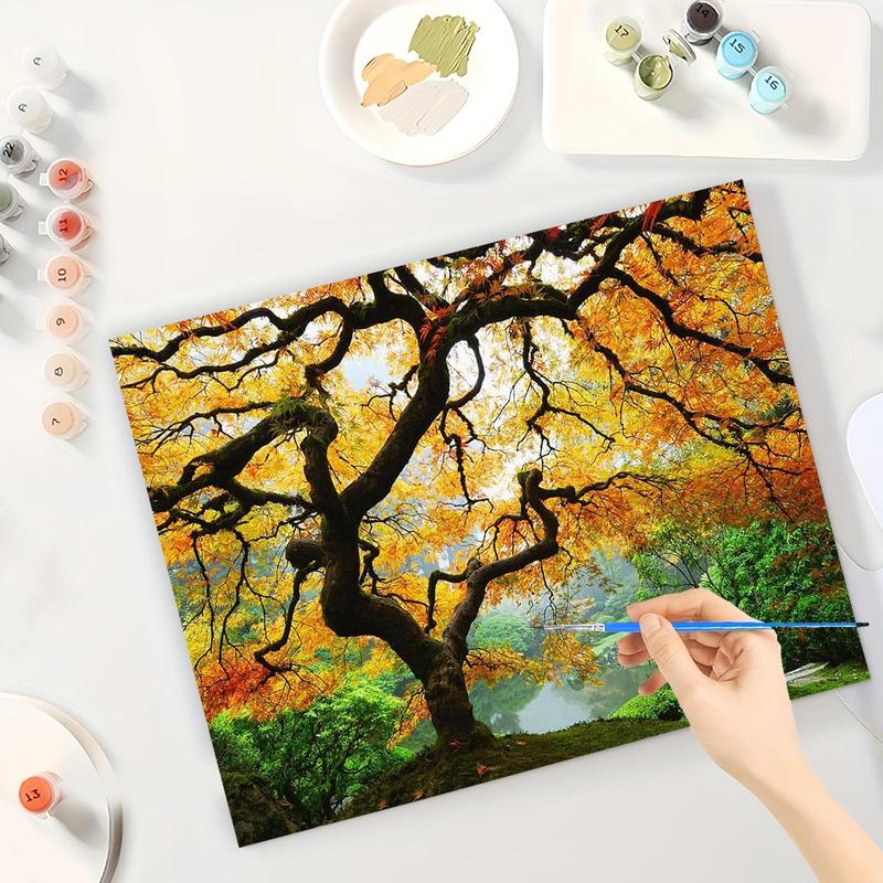 Tree Pattern DIY Painting By Numbers Kit without Frame, 1 Set DIY Paint By Numbers Kit for Beginner, Wall Art Decor for Home Living Room Bedroom