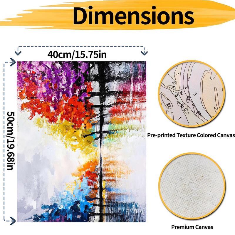 DIY Painting By Numbers Kit without Frame, Colorful Tree Pattern Acrylic Painting, Wall Art Painting for Home Bedroom Living Room Decor