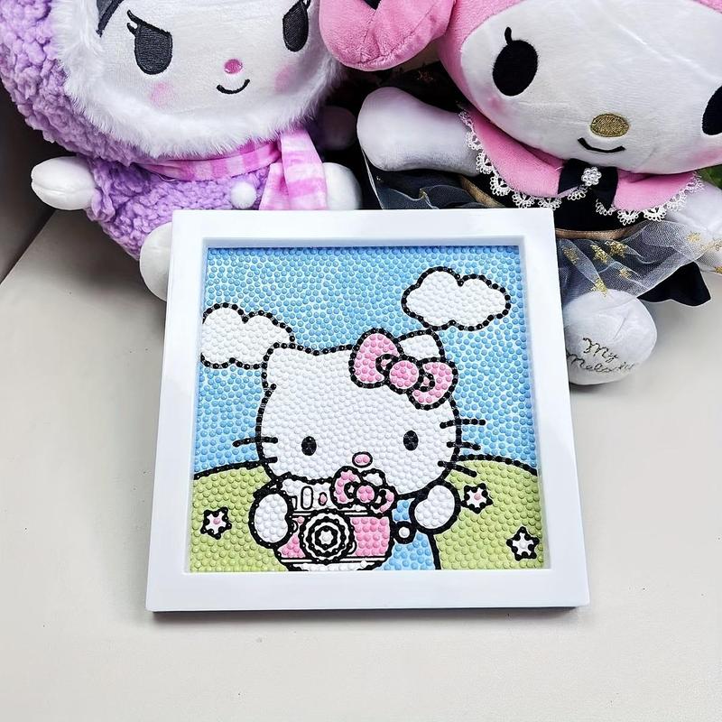 Cute Hello Kitty Pattern DIY Diamond Arts Colorful Painting Kit without Frame, DIY Decorative Art Picture for Beginner, Wall Art Decor