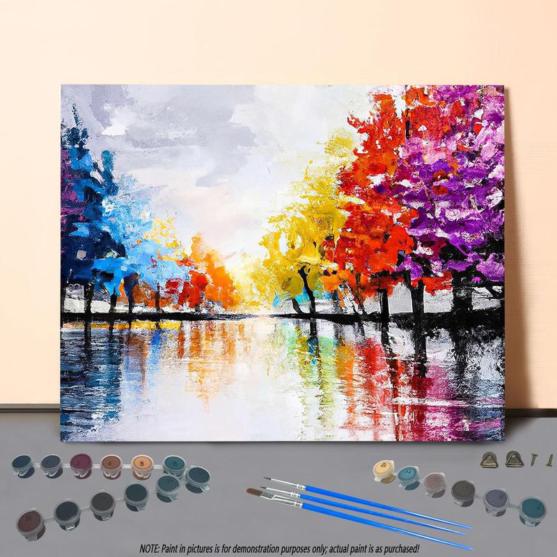 DIY Painting By Numbers Kit without Frame, Colorful Tree Pattern Acrylic Painting, Wall Art Painting for Home Bedroom Living Room Decor