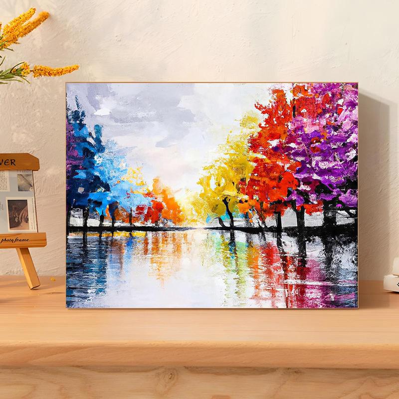 DIY Painting By Numbers Kit without Frame, Colorful Tree Pattern Acrylic Painting, Wall Art Painting for Home Bedroom Living Room Decor