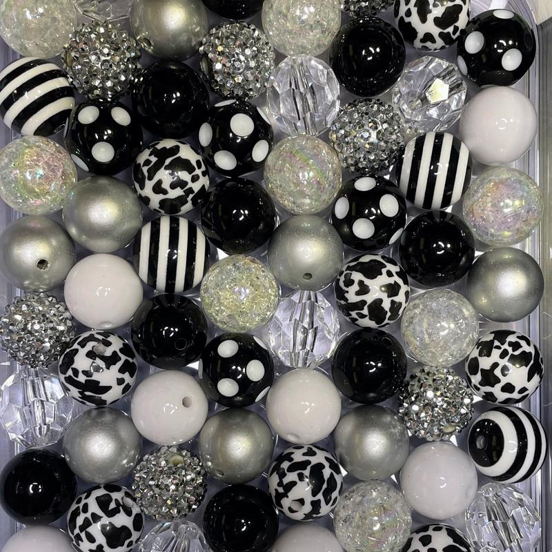 Black and White Cowgirl Mix - 20mm Bubble Gum Bead Mixes, Chunky Bead Mixes