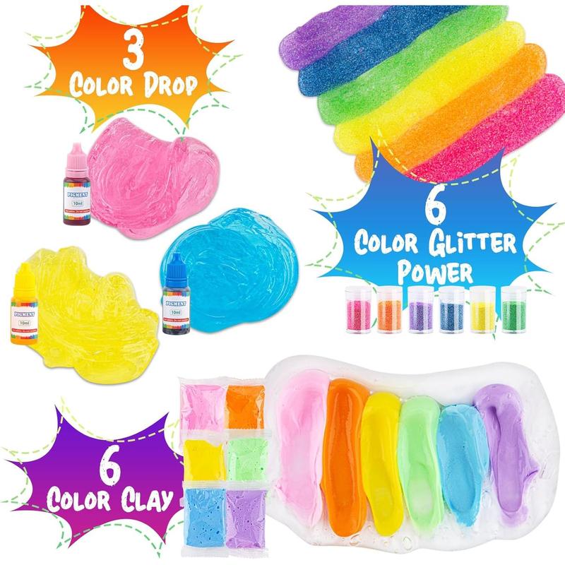 Crystal Clear Slime Kit for s, DIY Slime Making Kit with 36 Sets Add-ins, Rainbow Slime Bucket for Girls & Boys Ages 8-12, Slime Party Favors Birthday Easter Hallowmas Gift, 17 FL OZ Premade Slime