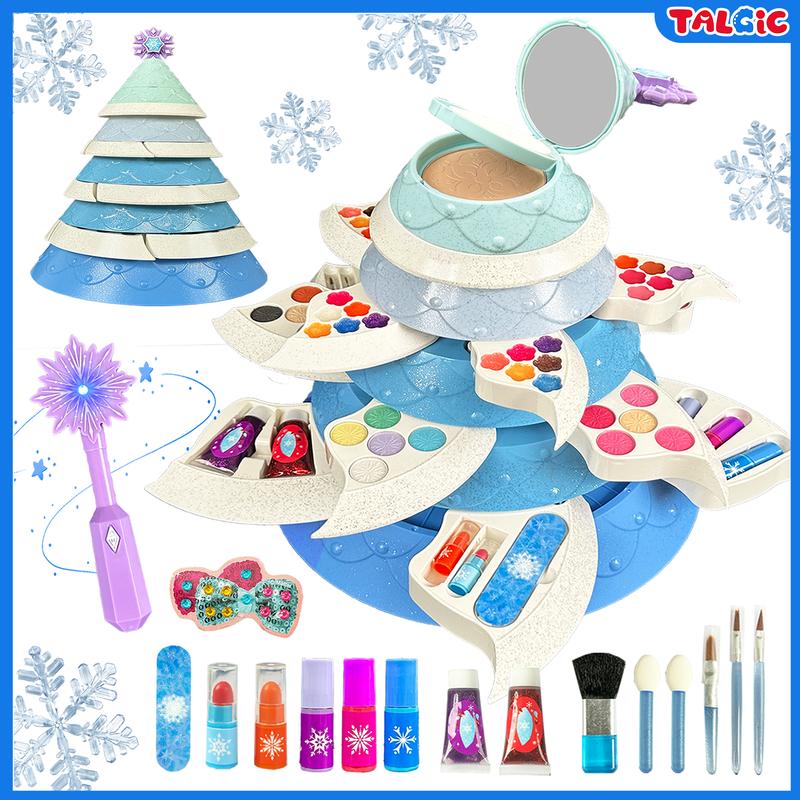 Christmas Fantasy Tree-Shaped Makeup Toy Set Gem Stickers Powder Puff Brush Toy Cosmetics Set Boys And Girls Aged 3+