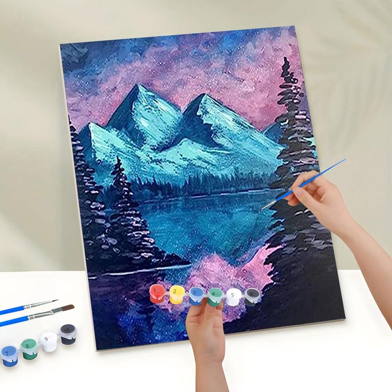 Mountain & Lake Pattern DIY Painting By Numbers Kit, 1 Set DIY Paint By Numbers Kit without Frame, Wall Art Decoration for Home Living Room Bedroom