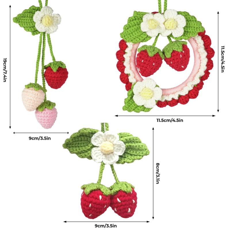 Strawberry Design Crochet Kit, 1 Set DIY Cute Knitted Toy Materials Pack Kit, Desktop Decoration Crochet Doll Gifts