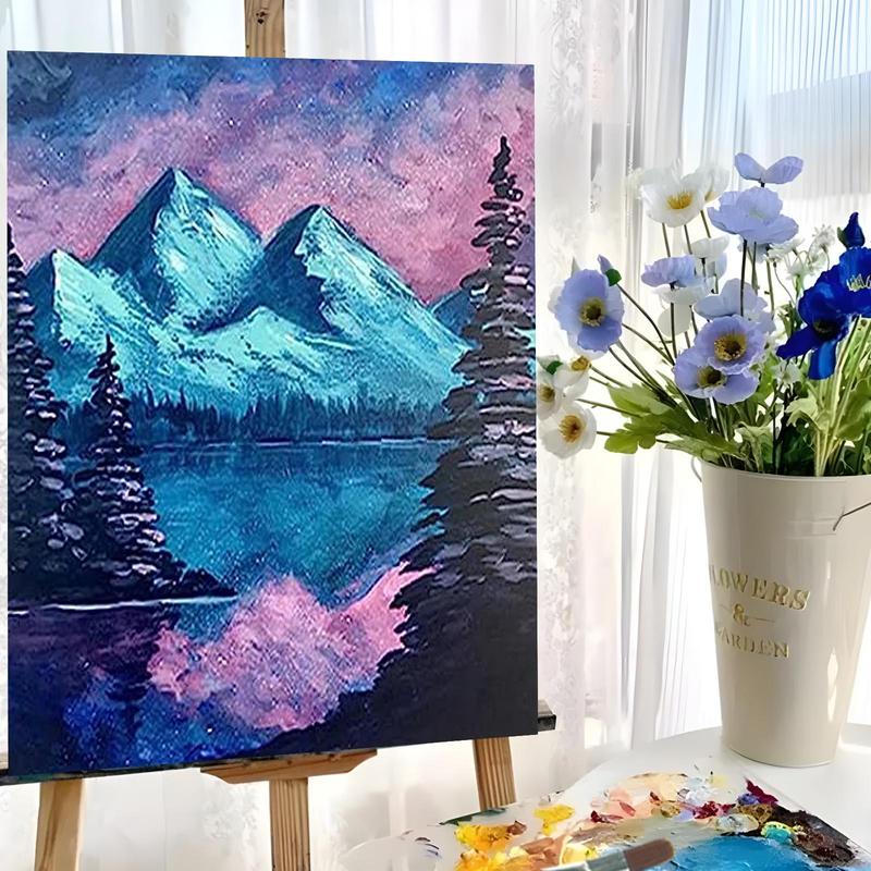 Mountain & Lake Pattern DIY Painting By Numbers Kit, 1 Set DIY Paint By Numbers Kit without Frame, Wall Art Decoration for Home Living Room Bedroom