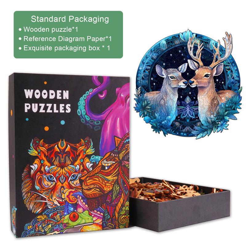 Deer Patron Saint Wooden Jigsaw Puzzle - Perfect for Family Games and Activities