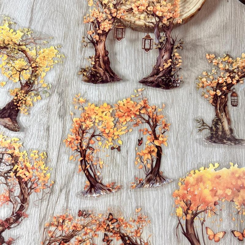 Vintage Tree Pattern Decorative Paper, 10pcs set DIY Scrapbooking & Stamping Paper, DIY Decorative Supplies for Album, Book