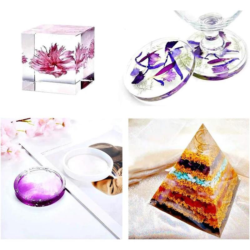 Resin Molds Silicone Kit 20Pcs,Epoxy Resin Molds Including Sphere,Cube,Pyramid,Square,Round, Used for Create Art,DIY,Ash Trays,Coasters,Candles.Bonus Decorative Sequins and The Complete Set Tools