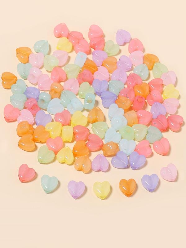 Random Color Acrylic Heart Star Round Beads Kit, Cute DIY Jewelry Making Supplies for Bracelet & Necklace & Phone Chain, Fashion Accessories for Women & Girls