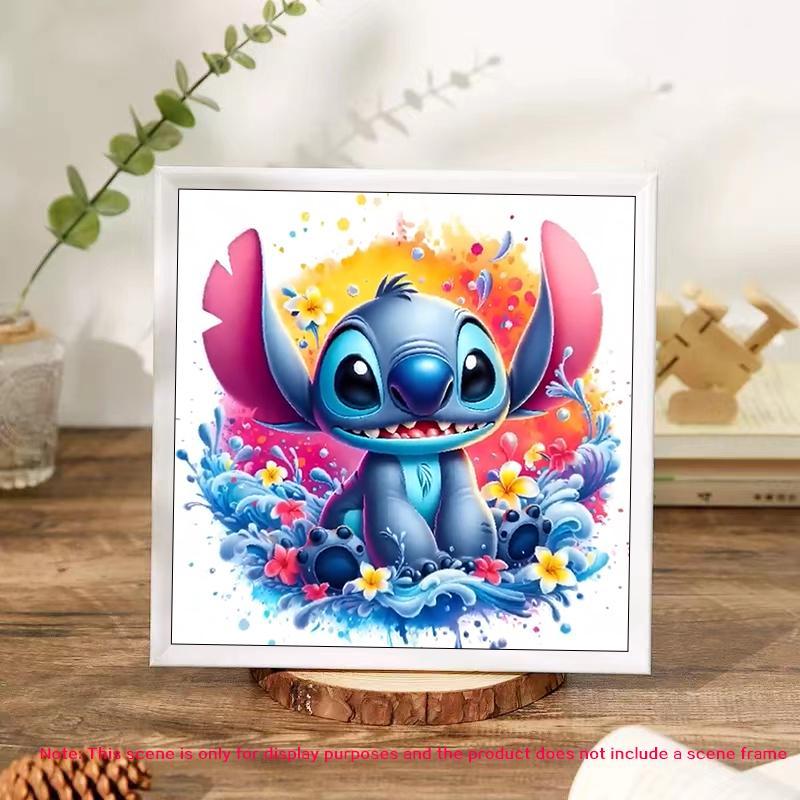 Disney Flowers Stitch Pattern DIY Diamond Arts Colorful Painting Kit without Frame, DIY 5D Diamond Arts Colorful Painting Kit, Wall Art Decor for Home