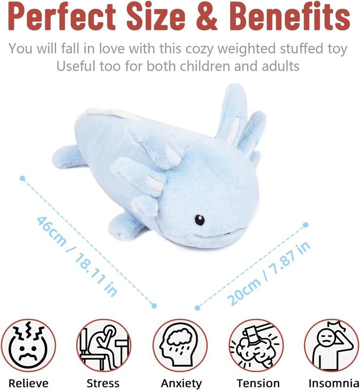 Niuniu Daddy Blue Axolotl Plush Toy Weighted Stuffed Animals for Kids, 2.75 lbs Weighted Axolotl Plush Pillow Toy  Glowing Ears in The Dark, Best Gift for Christmas weighted  stuffed plushie weighted  stuffed anxiety relief