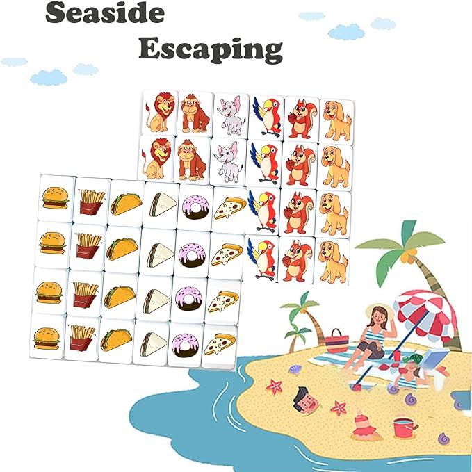 Seaside Escape Game Blocks with Pet and Food Pattern Board Game Accessories Family Game