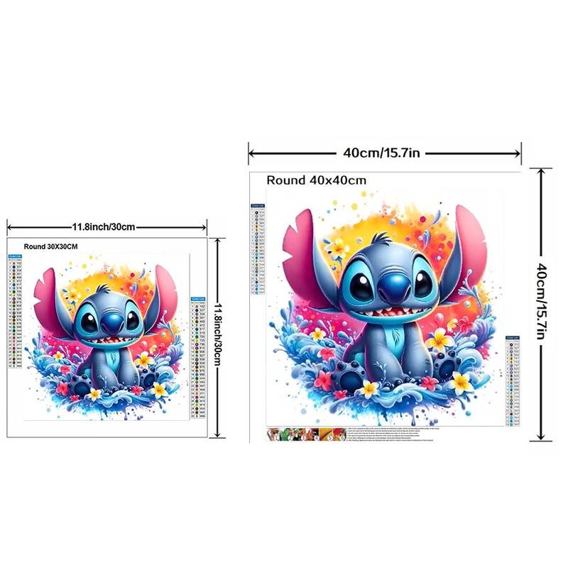 Disney Flowers Stitch Pattern DIY Diamond Arts Colorful Painting Kit without Frame, DIY 5D Diamond Arts Colorful Painting Kit, Wall Art Decor for Home