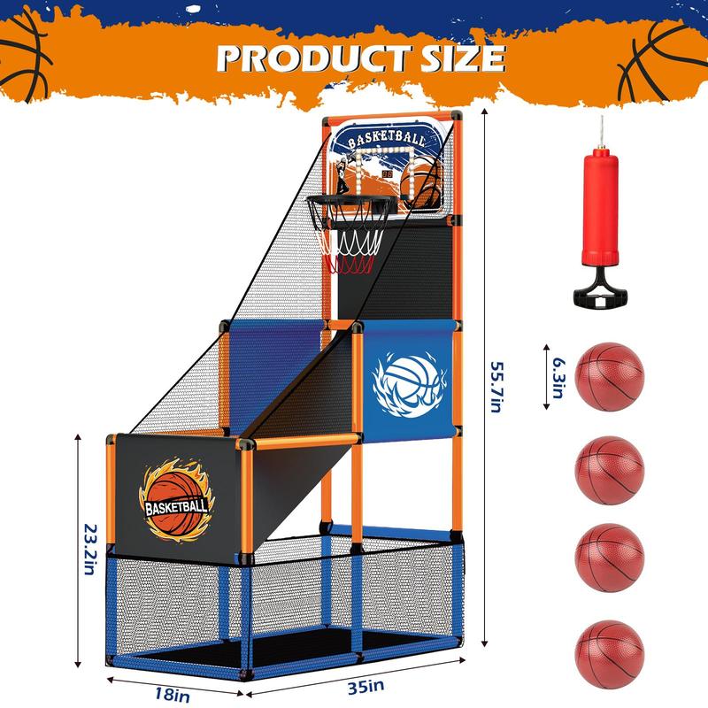 Talgic Arcade Basketball Game Set with 4 Balls and Hoop for Kids 3-12 Years Old, Basketball Hoop Indoor Outdoor, Carnival Games for Kids, Air Pump and Balls Storage Bag Included, Back to School Gifts