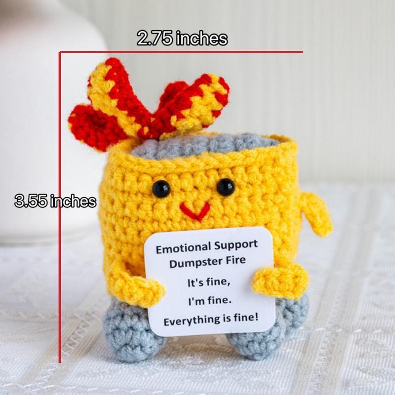 Emotional Support Crochet Dumpster Fire Amigurumi, Buring Fire, Funny Crochet Meme, I'm Fine, Holiday Gift, Crochet Transh Can, Chrismtas