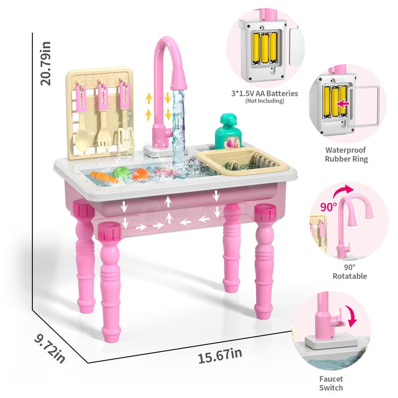 Pink Kitchen Sink Toys ,Kitchen and food toys，Play house toys， Electric Dishwasher Playing Toy with Running Water,Kitchen Set Toys,Electric Dishwasher Playing Toy with Running Water,Exquisite gifts, Christmas gifts, birthday gifts，