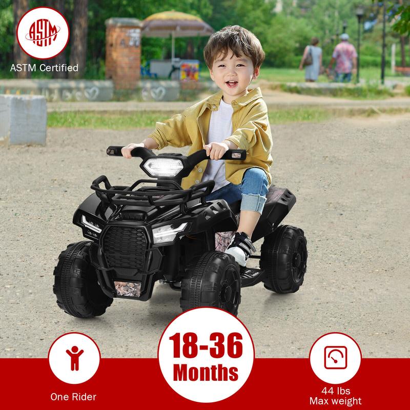 Exdeerjoy 6V Kids ATV Quad Electric Ride On Car Toy Toddler w MP3&LED Light Black