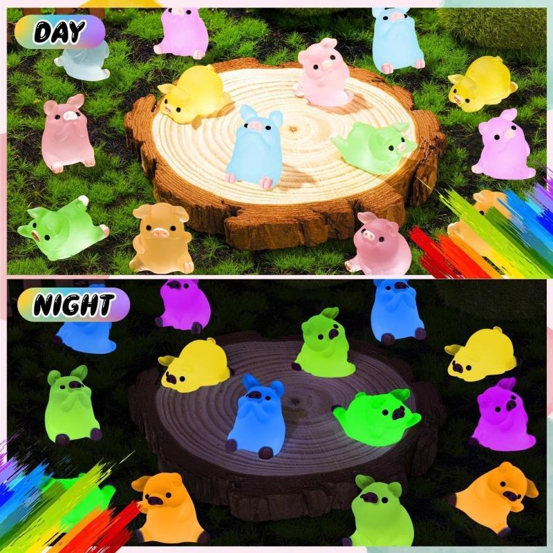 Random Color Glow in The Dark Miniature Animal Statues, 30 50pcs Mini Resin Animals for DIY Aquarium Decoration, Home Decorations, Car Decorations