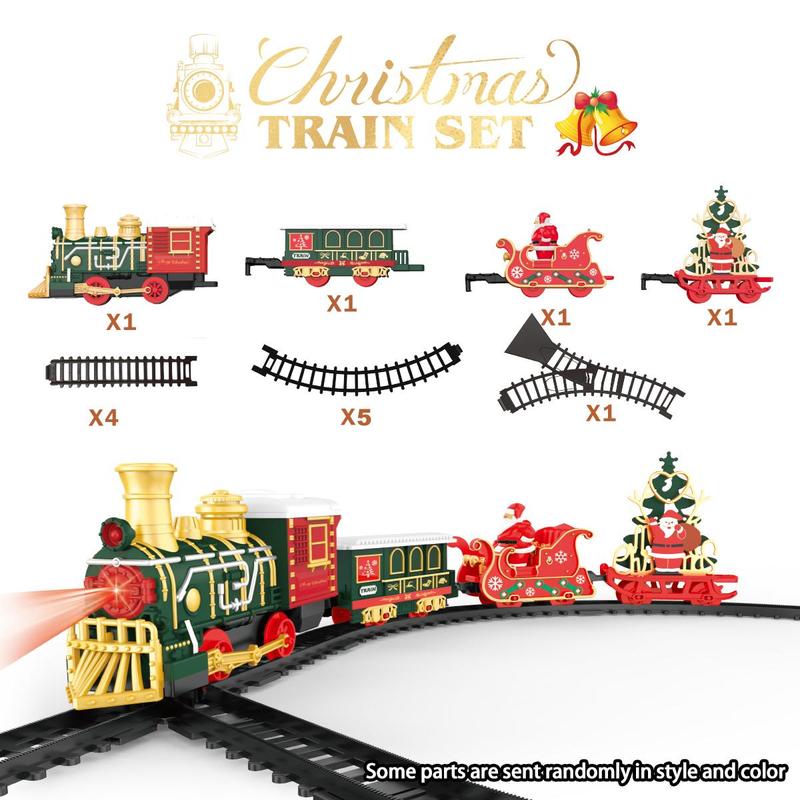 Electric Train Set, Classic Train Toy Set, 1 Set Train Model Toy with Sound & Light, Festive Gift for Boys & Girls, No Battery Provided