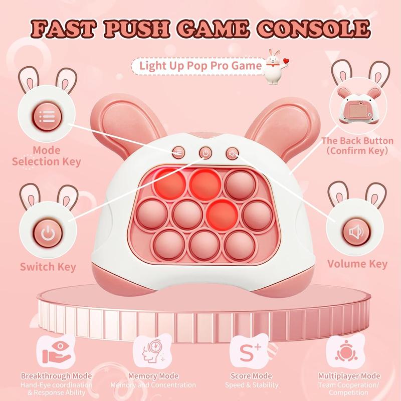 Fast Push Bubble Game - Quick Speed Push Puzzle Game Console Toys Light Up Pop Pro Fidget Games Bubble Stress Relief Handheld Electronic Pop Game for Kids