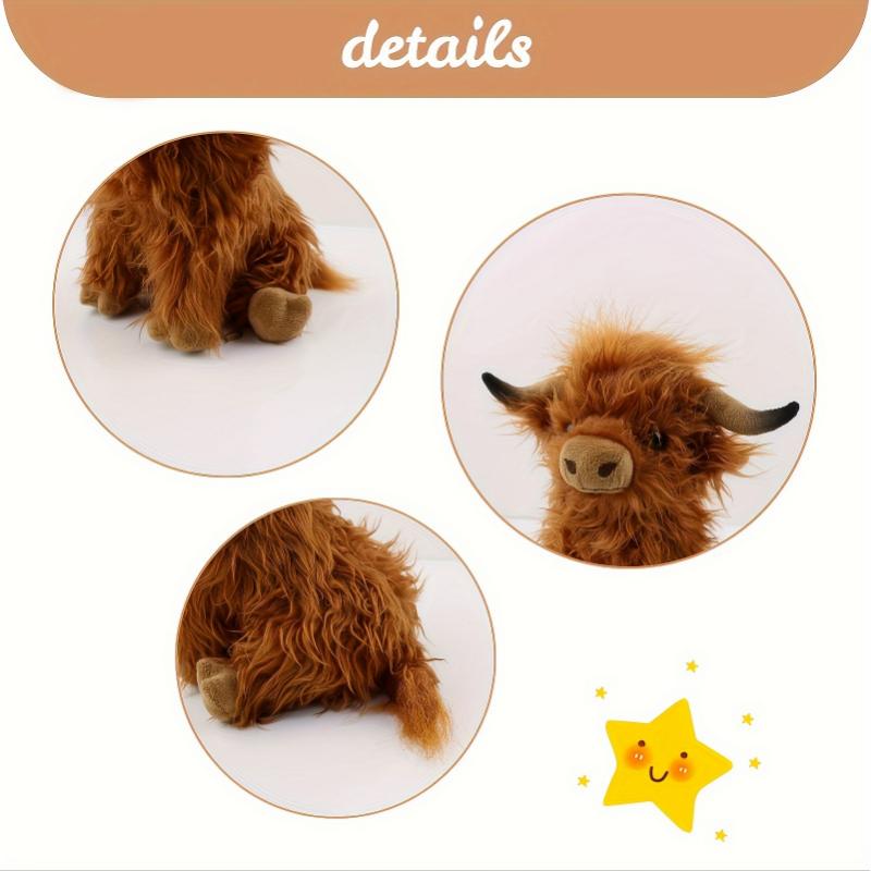 27cm 10.63in Highland Cow Plush Toy Soft Stuffed Doll Cute Highland Cattle Cow Plush Pillow for Friends Fans Christmas Gift Holiday Gifts