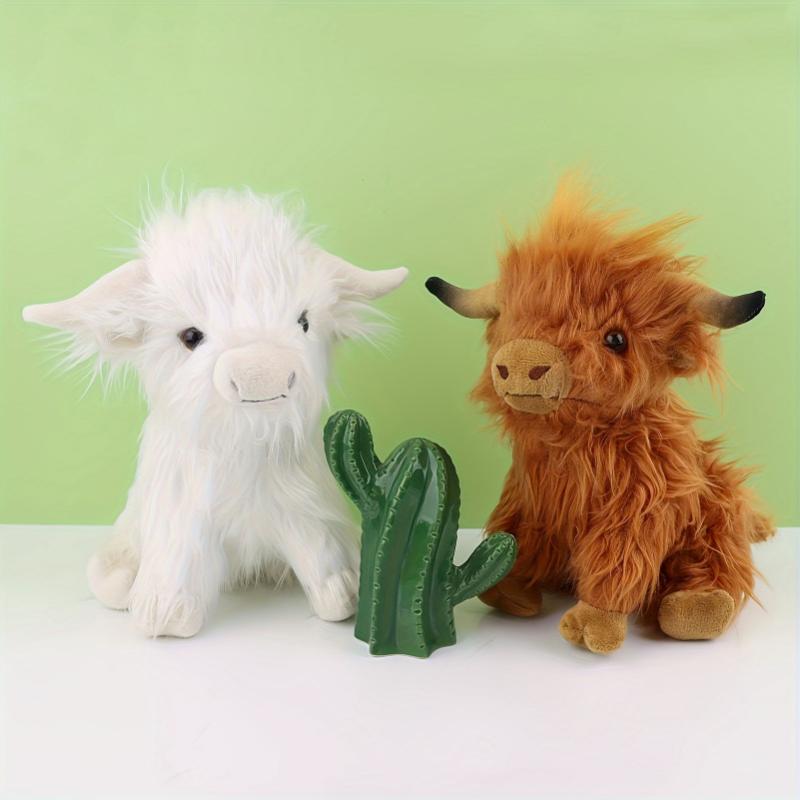 27cm 10.63in Highland Cow Plush Toy Soft Stuffed Doll Cute Highland Cattle Cow Plush Pillow for Friends Fans Christmas Gift Holiday Gifts