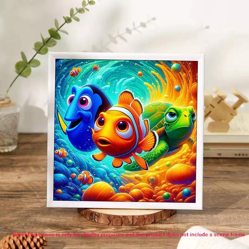 Disney Flounder Nemo Pattern DIY Diamond Arts Colorful Painting Kit without Frame, DIY 5D Diamond Arts Colorful Painting Kit, Wall Art Decor for Home