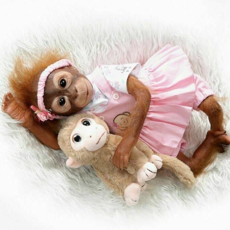 Monkey Reborn Doll, 20inch Realistic Orangutan Newborn Detailed Paint Monkey Doll, Real Looking Hair & Natural Poseable Lifelike Ape Doll For Kids, Stocking Fillers Gift, Baby Dolls Christmas Gift