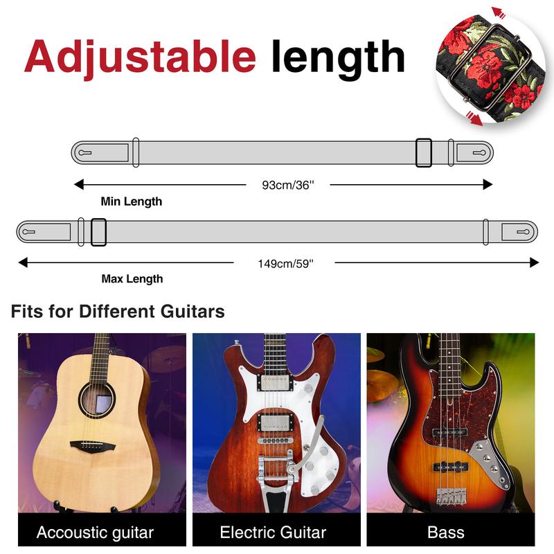 LEKATO LGS-6 Flower Bass Strap Flower Guitar Strap, for Bass Electric & Acoustic Guitar 2