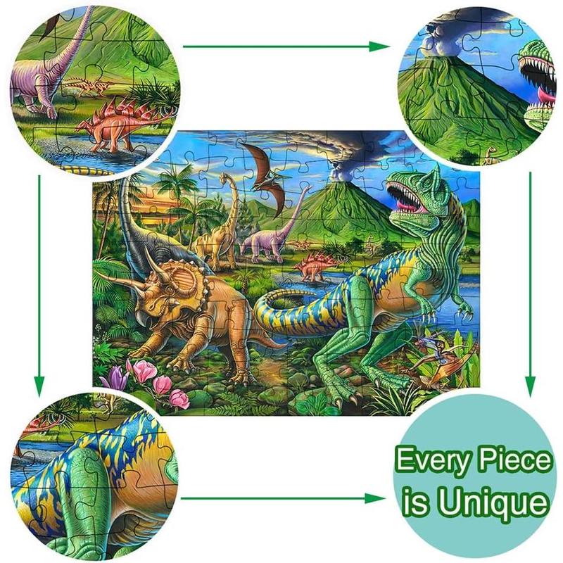 Puzzles for Kids Ages 4-8 Year Old,100 Piece Dinosaur Jigsaw Puzzle for Toddler Children Learning Educational Puzzles Toys for Boys and Girls - Every Piece is Unique…