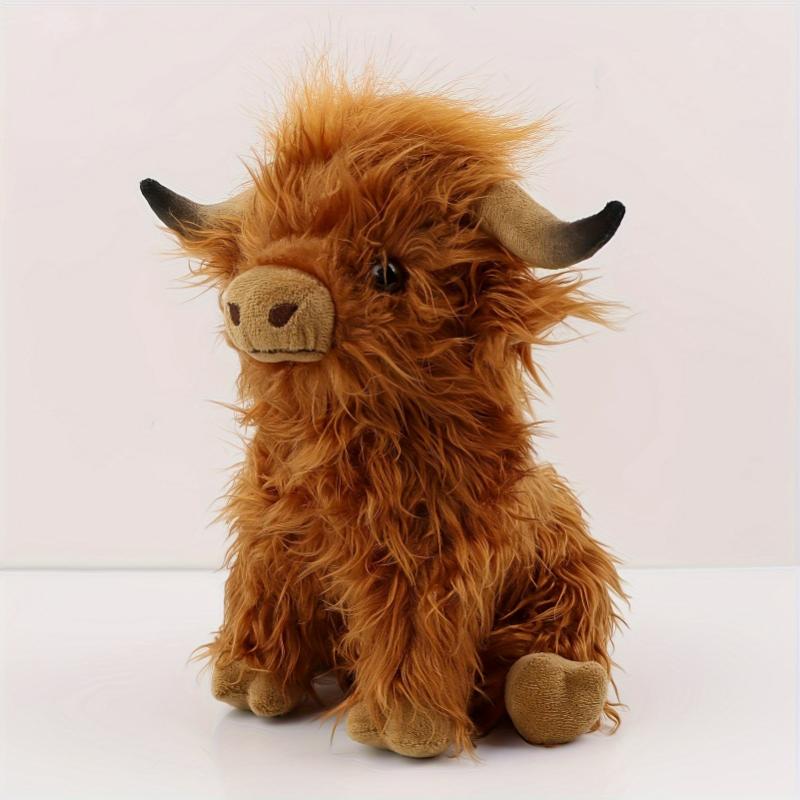 27cm 10.63in Highland Cow Plush Toy Soft Stuffed Doll Cute Highland Cattle Cow Plush Pillow for Friends Fans Christmas Gift Holiday Gifts