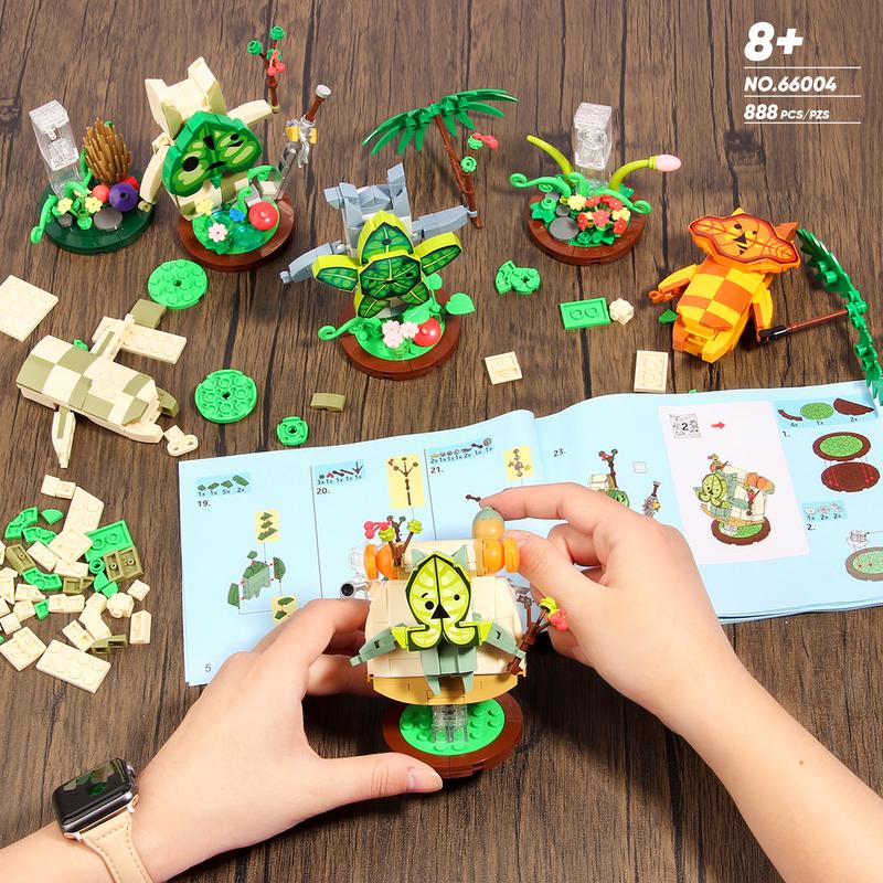 66004,888 Pieces,Koroks 5 Characters Building Block Set for BOTW, Cute Game Merch Action Figures,Collecting and Gifting Model for fans,Home Decoration,For aged 12 and above,Stress relief toy game fan