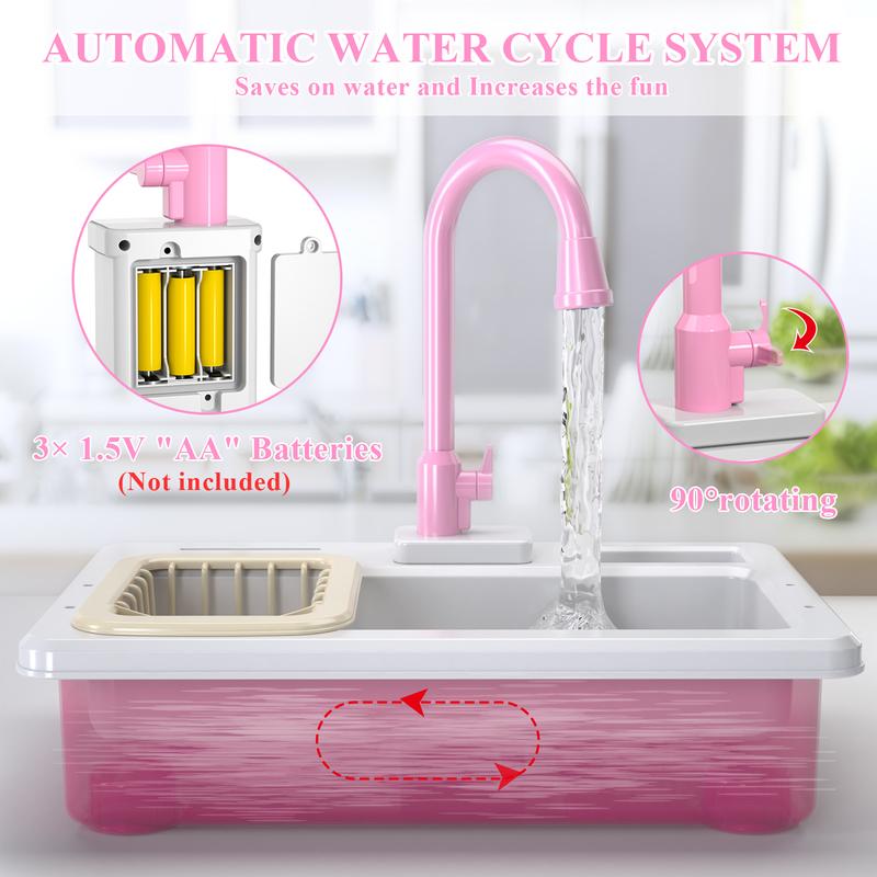 Pink Kitchen Sink Toys ,Kitchen and food toys，Play house toys， Electric Dishwasher Playing Toy with Running Water,Kitchen Set Toys,Electric Dishwasher Playing Toy with Running Water,Exquisite gifts, Christmas gifts, birthday gifts，