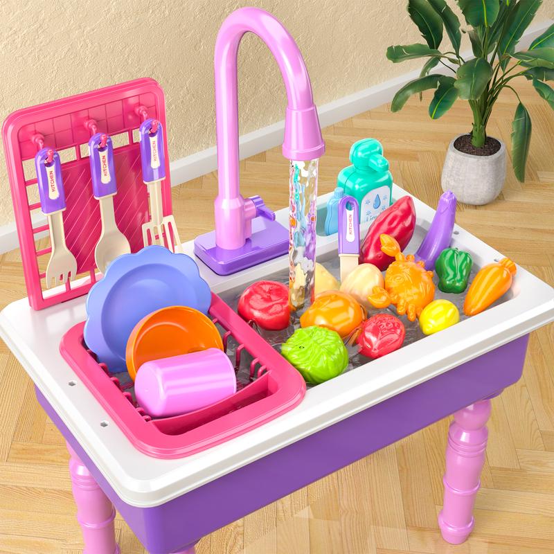 Pink Kitchen Sink Toys ,Kitchen and food toys，Play house toys， Electric Dishwasher Playing Toy with Running Water,Kitchen Set Toys,Electric Dishwasher Playing Toy with Running Water,Exquisite gifts, Christmas gifts, birthday gifts，