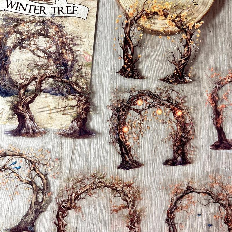 Vintage Tree Pattern Decorative Paper, 10pcs set DIY Scrapbooking & Stamping Paper, DIY Decorative Supplies for Album, Book