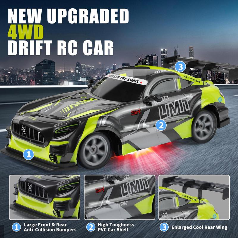 1:16 Alloy Drift RC Car - 4WD Remote Control Car with Cool LED Lights and High-Performance Drift Tires