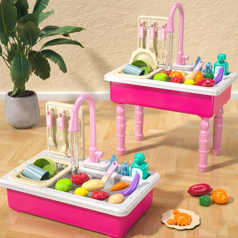 Pink Kitchen Sink Toys ,Kitchen and food toys，Play house toys， Electric Dishwasher Playing Toy with Running Water,Kitchen Set Toys,Electric Dishwasher Playing Toy with Running Water,Exquisite gifts, Christmas gifts, birthday gifts，