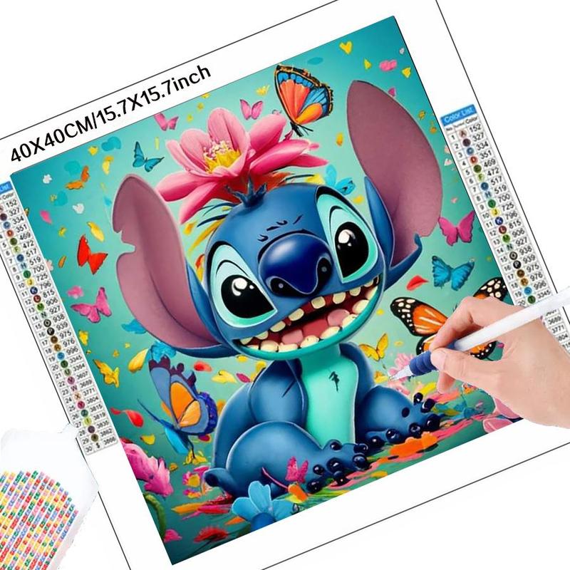 Disney Stitch & Flower & Butterfly Pattern DIY Diamond Arts Colorful Painting Kit without Frame, DIY 5D Diamond Colorful Painting Kit, Wall Art Decor for Home