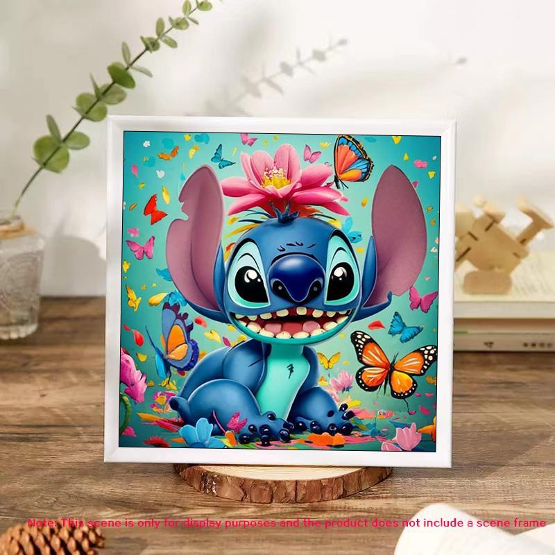 Disney Stitch & Flower & Butterfly Pattern DIY Diamond Arts Colorful Painting Kit without Frame, DIY 5D Diamond Colorful Painting Kit, Wall Art Decor for Home